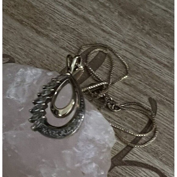 Ross Simons 925 Sterling Gold Vermeil White Topaz & Diamond 18" Necklace 4.5 gms - Picture 7 of 16